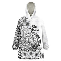 Ia Orana Tahiti Personalised Wearable Blanket Hoodie French Polynesia Hook Tattoo Special White Color LT9