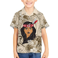 Personalized New Zealand Women's Day Hawaiian Shirt Maori Girl Feathers of Hope - Beige LT9 - Polynesian Pride