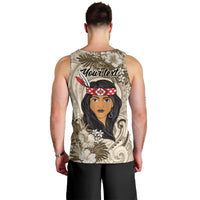 Personalized New Zealand Women's Day Men Tank Top Maori Girl Feathers of Hope - Beige LT9 - Polynesian Pride