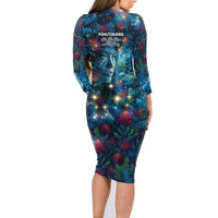 New Zealand Matariki Pohutukawa Family Matching Long Sleeve Bodycon Dress and Hawaiian Shirt Te Mauri te Ora LT9 - Polynesian Pride
