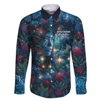New Zealand Matariki Pohutukawa Family Matching Mermaid Dress and Hawaiian Shirt Te Mauri te Ora LT9 Dad's Shirt - Long Sleeve Art - Polynesian Pride