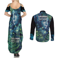 New Zealand Matariki Tupuanuku Couples Matching Summer Maxi Dress and Long Sleeve Button Shirt Te W o te Hauhake LT9 - Polynesian Pride
