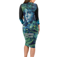 New Zealand Matariki Tupuanuku Long Sleeve Bodycon Dress Te W o te Hauhake LT9 - Polynesian Pride