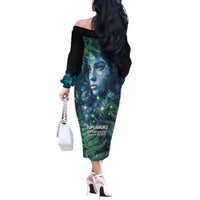 New Zealand Matariki Tupuanuku Off The Shoulder Long Sleeve Dress Te W o te Hauhake LT9 - Polynesian Pride
