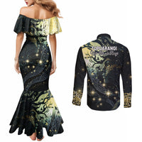 New Zealand Matariki Tupuarangi Couples Matching Mermaid Dress and Long Sleeve Button Shirt Ng Kai o te Rangi LT9 - Polynesian Pride