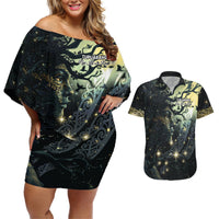 New Zealand Matariki Tupuarangi Couples Matching Off Shoulder Short Dress and Hawaiian Shirt Ng Kai o te Rangi LT9 Art - Polynesian Pride