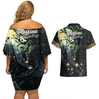 New Zealand Matariki Tupuarangi Couples Matching Off Shoulder Short Dress and Hawaiian Shirt Ng Kai o te Rangi LT9 - Polynesian Pride