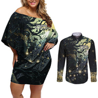 New Zealand Matariki Tupuarangi Couples Matching Off Shoulder Short Dress and Long Sleeve Button Shirt Ng Kai o te Rangi LT9 Art - Polynesian Pride