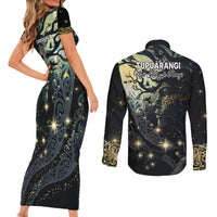 New Zealand Matariki Tupuarangi Couples Matching Short Sleeve Bodycon Dress and Long Sleeve Button Shirt Ng Kai o te Rangi LT9 - Polynesian Pride