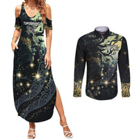 New Zealand Matariki Tupuarangi Couples Matching Summer Maxi Dress and Long Sleeve Button Shirt Ng Kai o te Rangi LT9 Art - Polynesian Pride