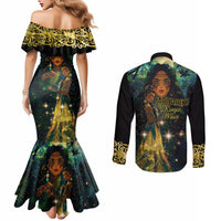 New Zealand Matariki Couples Matching Mermaid Dress and Long Sleeve Button Shirt Rongo Mori Wellbeing and Good Luck LT9 - Polynesian Pride
