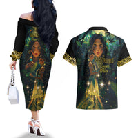 New Zealand Matariki Couples Matching Off The Shoulder Long Sleeve Dress and Hawaiian Shirt Rongo Mori Wellbeing and Good Luck LT9 - Polynesian Pride