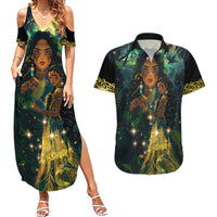 New Zealand Matariki Couples Matching Summer Maxi Dress and Hawaiian Shirt Rongo Mori Wellbeing and Good Luck LT9 Art - Polynesian Pride