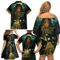 New Zealand Matariki Family Matching Off Shoulder Short Dress and Hawaiian Shirt Rongo Mori Wellbeing and Good Luck LT9 - Polynesian Pride
