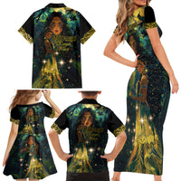New Zealand Matariki Family Matching Short Sleeve Bodycon Dress and Hawaiian Shirt Rongo Mori Wellbeing and Good Luck LT9 - Polynesian Pride