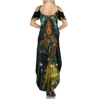 New Zealand Matariki Summer Maxi Dress Rongo Mori Wellbeing and Good Luck LT9 - Polynesian Pride