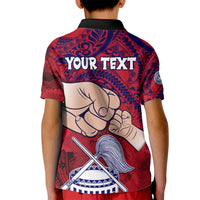 Personalised Dads Day American Samoa Kid Polo Shirt Dad Ou Te Alofa Ia Te Oe Tama - Polynesian Flowers Tribal LT9 - Polynesian Pride