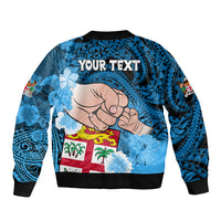 Personalised Fathers Day Polynesian Islands Fiji Bomber Jacket Dad Au Lomani Iko - Polynesian Flowers Tribal LT9 - Polynesian Pride