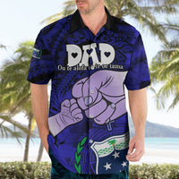 Personalised Fathers Day Polynesian Islands Samoa Hawaiian Shirt Dad Ou Te Alofa Ia Te Oe Tama - Blue Polynesian Flowers Tribal LT9 - Polynesian Pride