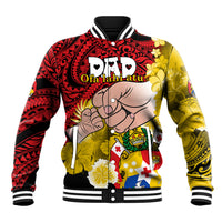 Dads Day Tonga Baseball Jacket Dad Ofa lahi atu - Polynesian Flowers Tribal LT9 Unisex Red - Polynesian Pride