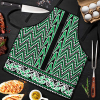 New Zealand Maori Niho Taniwha Apron Kakariki Mangopare and Puhoro Pattern LT9 Green - Polynesian Pride