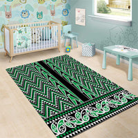 New Zealand Maori Niho Taniwha Area Rug Kakariki Mangopare and Puhoro Pattern LT9 - Polynesian Pride