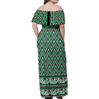 New Zealand Maori Niho Taniwha Family Matching Off Shoulder Maxi Dress and Hawaiian Shirt Kakariki Mangopare and Puhoro Pattern LT9 - Polynesian Pride