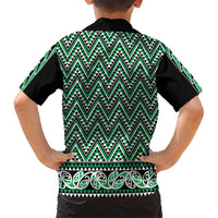 New Zealand Maori Niho Taniwha Family Matching Short Sleeve Bodycon Dress and Hawaiian Shirt Kakariki Mangopare and Puhoro Pattern LT9 - Polynesian Pride