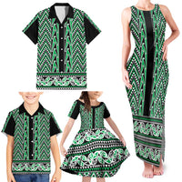 New Zealand Maori Niho Taniwha Family Matching Tank Maxi Dress and Hawaiian Shirt Kakariki Mangopare and Puhoro Pattern LT9 - Polynesian Pride