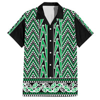 New Zealand Maori Niho Taniwha Family Matching Tank Maxi Dress and Hawaiian Shirt Kakariki Mangopare and Puhoro Pattern LT9 Dad's Shirt - Short Sleeve Green - Polynesian Pride