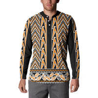 New Zealand Maori Niho Taniwha Button Sweatshirt Karaka Mangopare and Puhoro Pattern