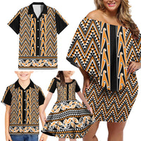 New Zealand Maori Niho Taniwha Family Matching Off Shoulder Short Dress and Hawaiian Shirt Karaka Mangopare and Puhoro Pattern LT9 - Polynesian Pride