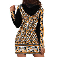New Zealand Maori Niho Taniwha Hoodie Dress Karaka Mangopare and Puhoro Pattern