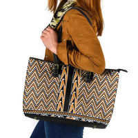 New Zealand Maori Niho Taniwha Leather Tote Bag Karaka Mangopare and Puhoro Pattern