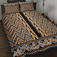 New Zealand Maori Niho Taniwha Quilt Bed Set Karaka Mangopare and Puhoro Pattern LT9 Gold - Polynesian Pride
