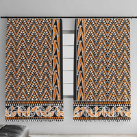 New Zealand Maori Niho Taniwha Window Curtain Karaka Mangopare and Puhoro Pattern LT9 With Hooks Gold - Polynesian Pride