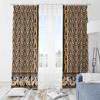 New Zealand Maori Niho Taniwha Window Curtain Karaka Mangopare and Puhoro Pattern LT9 - Polynesian Pride