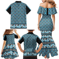 New Zealand Maori Niho Taniwha Family Matching Mermaid Dress and Hawaiian Shirt Kikorangi Mangopare and Puhoro Pattern LT9 - Polynesian Pride