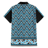 New Zealand Maori Niho Taniwha Family Matching Off The Shoulder Long Sleeve Dress and Hawaiian Shirt Kikorangi Mangopare and Puhoro Pattern LT9 - Polynesian Pride