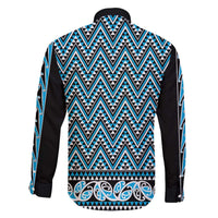 New Zealand Maori Niho Taniwha Family Matching Off The Shoulder Long Sleeve Dress and Hawaiian Shirt Kikorangi Mangopare and Puhoro Pattern LT9 - Polynesian Pride