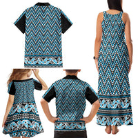 New Zealand Maori Niho Taniwha Family Matching Tank Maxi Dress and Hawaiian Shirt Kikorangi Mangopare and Puhoro Pattern LT9 - Polynesian Pride
