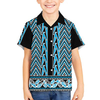New Zealand Maori Niho Taniwha Hawaiian Shirt Kikorangi Mangopare and Puhoro Pattern