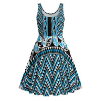 New Zealand Maori Niho Taniwha Midi Dress Kikorangi Mangopare and Puhoro Pattern - Polynesian Pride