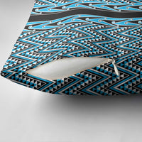 New Zealand Maori Niho Taniwha Pillow Cover Kikorangi Mangopare and Puhoro Pattern - Polynesian Pride