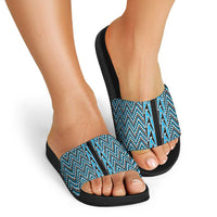 New Zealand Maori Niho Taniwha Slide Sandals Kikorangi Mangopare and Puhoro Pattern - Polynesian Pride