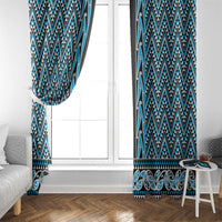 New Zealand Maori Niho Taniwha Window Curtain Kikorangi Mangopare and Puhoro Pattern