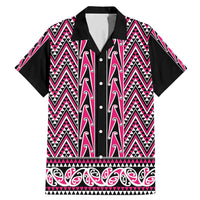 New Zealand Maori Niho Taniwha Family Matching Mermaid Dress and Hawaiian Shirt Mawhero Mangopare and Puhoro Pattern LT9 Dad's Shirt - Short Sleeve Pink - Polynesian Pride