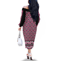 New Zealand Maori Niho Taniwha Family Matching Off The Shoulder Long Sleeve Dress and Hawaiian Shirt Mawhero Mangopare and Puhoro Pattern LT9 - Polynesian Pride