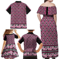 New Zealand Maori Niho Taniwha Family Matching Off Shoulder Maxi Dress and Hawaiian Shirt Mawhero Mangopare and Puhoro Pattern LT9 - Polynesian Pride
