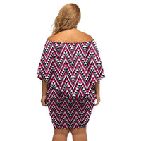New Zealand Maori Niho Taniwha Family Matching Off Shoulder Short Dress and Hawaiian Shirt Mawhero Mangopare and Puhoro Pattern LT9 - Polynesian Pride
